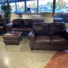ABBYSON Mortara Four Piece Brown Leather Living Room Set