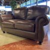 ABBYSON Mortara Four Piece Brown Leather Living Room Set