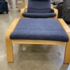 IKEA  Poang No Stress Navy Blue Recliner with Ottoman and Pillow Attachment