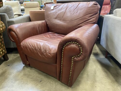 Red Leather Accent Chair with Nailhead Detail