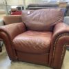 Red Leather Accent Chair with Nailhead Detail