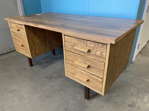 Walnut Burl Veneer Desk with 5 Drawers