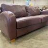 Brown Leather Sofa with Curved Arms