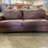 Brown Leather Sofa with Curved Arms