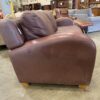 Brown Leather Sofa with Curved Arms