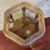 Vintage Wood Hexagon Side Table with Glass Top