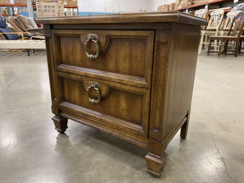 AMERICAN OF MARTINSVILLE Wooden Nightstand with Ornate Brass Handles