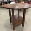 Dark Stain Wooden Drop Leaf Bistro Table with Lower Drawer