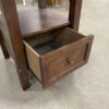 Dark Stain Wooden Drop Leaf Bistro Table with Lower Drawer