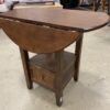 Dark Stain Wooden Drop Leaf Bistro Table with Lower Drawer
