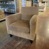 Gold Chenille Armchair with Wood Legs