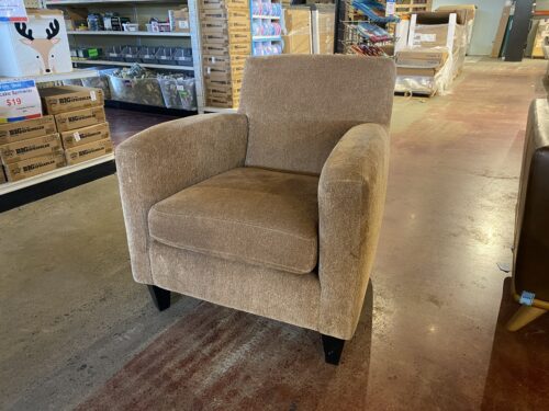 Gold Chenille Armchair with Wood Legs