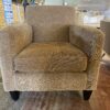 Gold Chenille Armchair with Wood Legs
