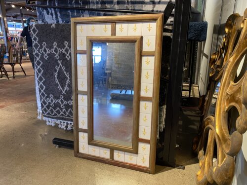 Fleur-De-Lis Painted Ceramic Tile Mirror