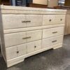 Vintage Pale Wood 6 Drawer Lowboy