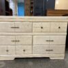 Vintage Pale Wood 6 Drawer Lowboy