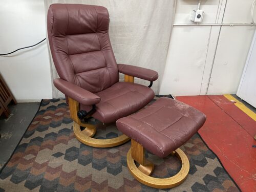 Plum Stress-Free Leather Recliner