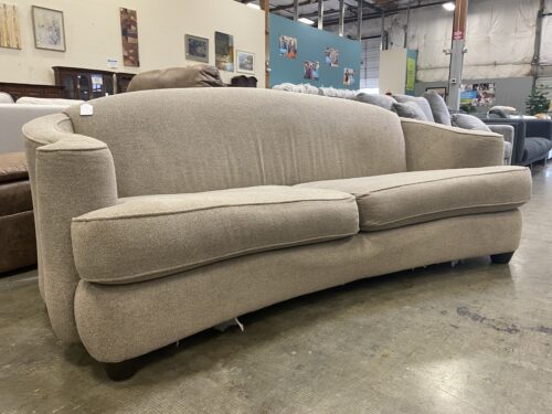 Light Beige Curved Back Sofa with Curled Arms