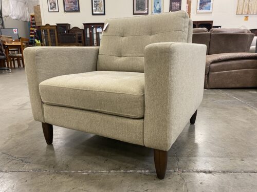 Beige Tufted Box Accent Chair
