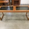 KOMFORT Vintage Mid-Century Modern Danish Teak Console Table with Dark Glass