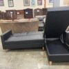 Black Modern L Shaped Sectional Futon with Storage