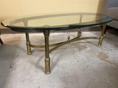 Wide Oval Brass Top Coffee Table