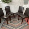 O-PALIER Dark Brown Leather Dining Chairs (Set of 4)