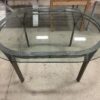 Oval Metal Table with Glass Top