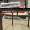Oval Metal Table with Glass Top