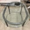 Oval Metal Table with Glass Top
