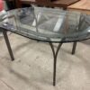 Oval Metal Table with Glass Top