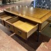 2-Drawer Leather-Top Coffee Table w/ Gold Trim