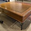 2-Drawer Leather-Top Coffee Table w/ Gold Trim