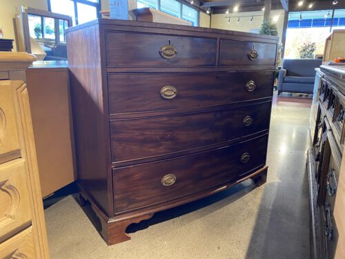 Dark Bow Front 5-Drawer Dresser w/ Original Locking Hardware