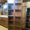 Tall Coffee Brown Glass Door Cabinet