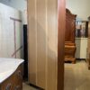 Tall Coffee Brown Glass Door Cabinet