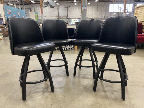 Black Vinyl Swivel Barstool (Set of 4)