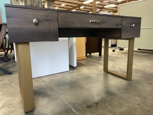 Walnut 3 Drawer Desk with Square Legs