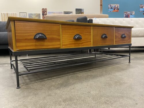 SEI Double Sided Coffee Table with 8 Divided Drawers and Metal Base
