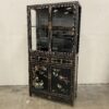 Black and Champagne Chinoiserie China Hutch with Glass Doors and Painted Details
