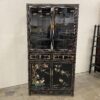 Black and Champagne Chinoiserie China Hutch with Glass Doors and Painted Details