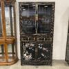 Black and Gold Chinoiserie China Hutch with Glass Doors and Painted Details