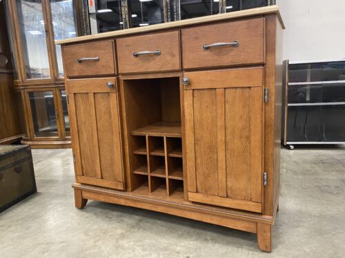 Light Wood Top Sideboard Buffet with Wine Rack