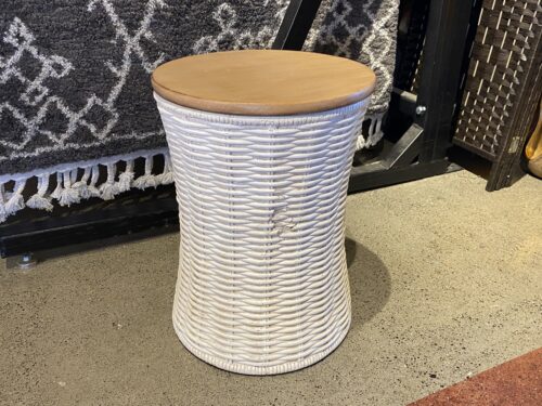ORIGIN 21 White Resin Barrel Garden Stool w/ Storage