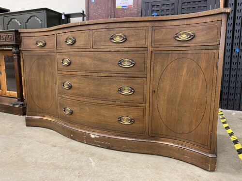 Breakfront Buffet with 7 Drawers and Hidden Wheels