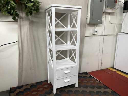 White 2-Drawer 3-Shelf Display Case