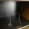 Glass Door Media Cabinet with Adjustable Shelves and Wheels