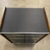 Glass Door Media Cabinet with Adjustable Shelves and Wheels
