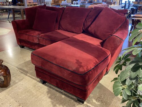 Crimson & Black Welt Sofa w/ Chaise