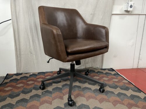 WEST ELM Helvetica Brown Leather Desk Chair